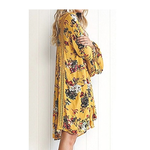 S. the Widow Dresses Mustard Yellow Boho Floral Dress Poshmark